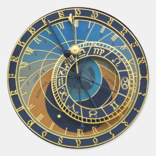 Adesivo Redondo Relógio Astronômico - Praga Orloj
