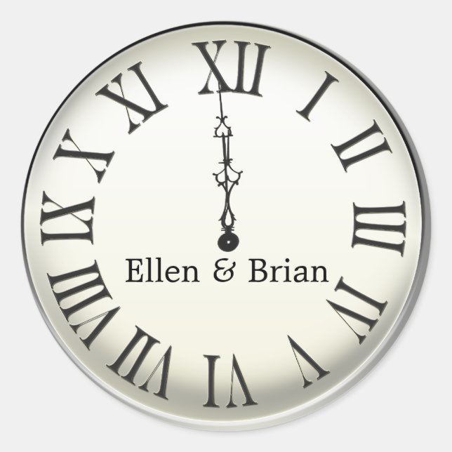 Adesivo Redondo Relógio atinge meia-noite na véspera do Ano Novo (Frente)