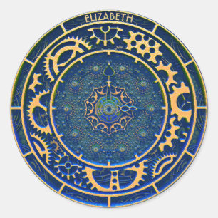 Adesivo Redondo Relógio de Decodificação de Arte enferrujada a vap