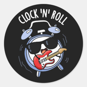 Adesivo Redondo Relógio E Rock Pun Rock Divertido Fundo Escuro