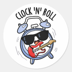 Adesivo Redondo Relógio E Rock Pun Rock Engraçado
