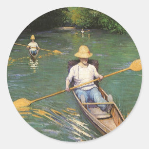 Adesivo Redondo Remadores de Gustave Caillebotte, Arte Fino Antigo