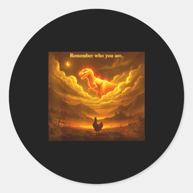 Adesivo Redondo Remember Who You Are Funny Evolution Meme Chicken  (Frente)