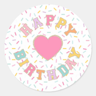 Adesivo Redondo Remendo Preppy Carta Aniversário