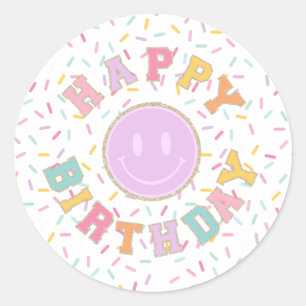 Adesivo Redondo Remendo Preppy Carta Aniversário