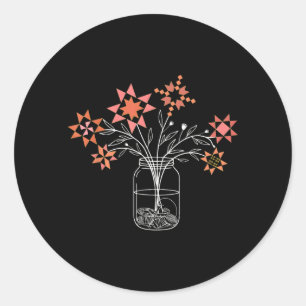Adesivo Redondo Remendo sy Jar Bloco de Colcha Divertido Flor