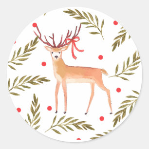 Adesivo Redondo Rena da floresta boas festas