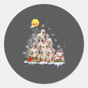 Adesivo Redondo Rena de Cachorro de Ovelha Inglês Pine Natal