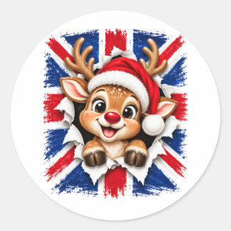 Adesivo Redondo Rena de Natal Britânica