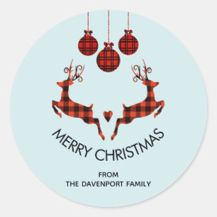 Adesivo Redondo Rena do Natal 2 que salta o caçador rústico