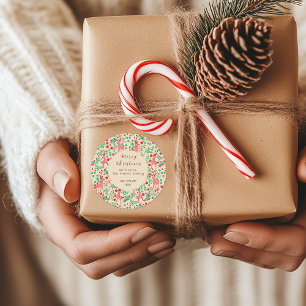 Adesivo Redondo Rena Pálida Caprichosa Vintage, Padrão de Natal