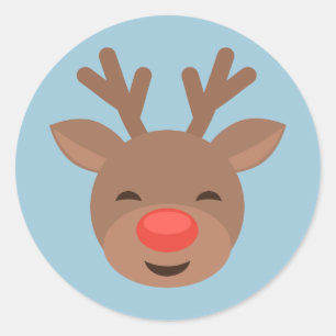 Adesivo Redondo Rena Rudolf do Natal na luz - azul