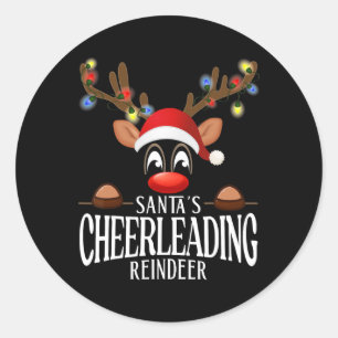 Adesivo Redondo Renas Gordinhas de Torcida do Papai Noel Natal Div