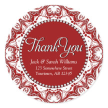 Renda Fractal Vermelha e Branca Obrigado