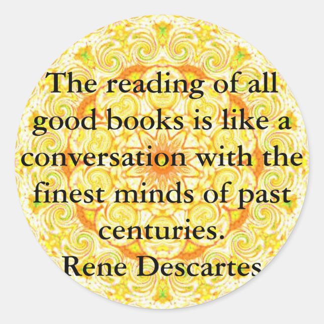 Adesivo Redondo Rene Descartes Citação da Literatura (Frente)