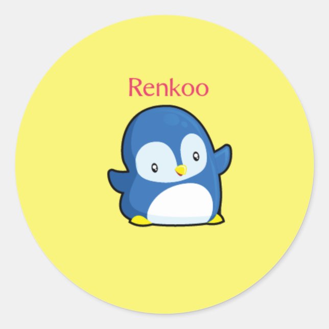 Adesivo Redondo Renkoo Penguin Amarelo (Frente)