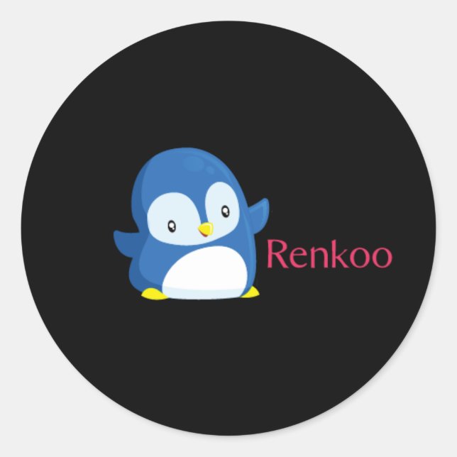 Adesivo Redondo Renkoo Penguin Black Sticker (Frente)