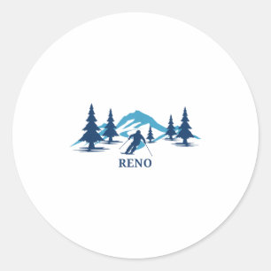 Adesivo Redondo Reno Nevada Ski Resort Skiier _1
