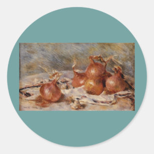 Adesivo Redondo Renoir's Still Life with Onions (1881)