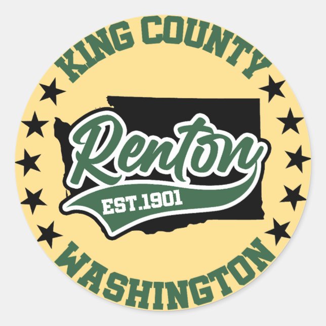 Adesivo Redondo Renton, Washington (Frente)