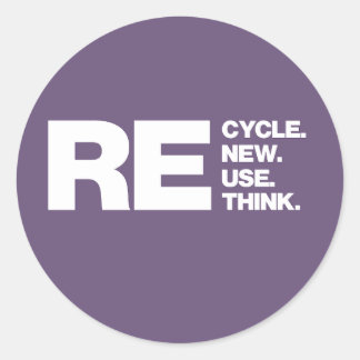 Adesivo Redondo Repensar a Renovação do reciclar (Eresíduos - Plum