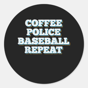 Adesivo Redondo Repetição de Baseball da Polícia de Café