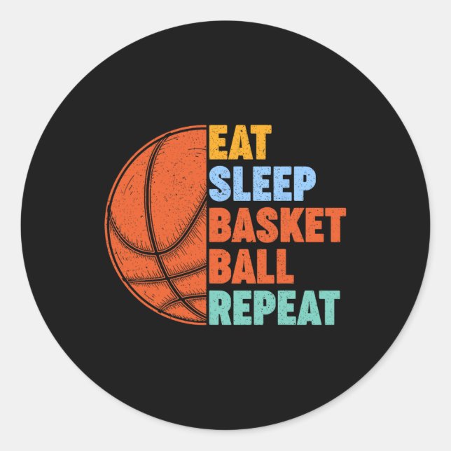 Adesivo Redondo Repetição de basquete para adolescentes gêmeos (Frente)