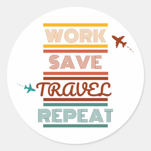 Adesivo Redondo Repetição de salvamento de Viagem de trabalho - Ad (Frente)