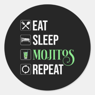 Adesivo Redondo Repetir Mojitos de Sono