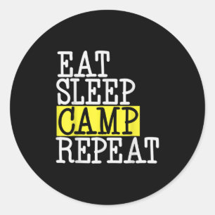 Adesivo Redondo Repetir o acampamento de sono - Acampamento Engraç