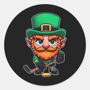 Adesivo Redondo Reprodução de Hóquei no Gelo do Leprechaun na Irla
