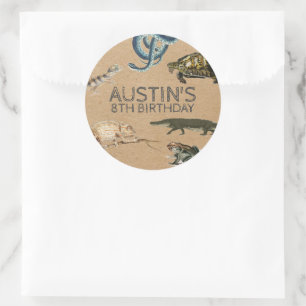 Adesivo Redondo Reptile Show Festa de aniversário Obrigado