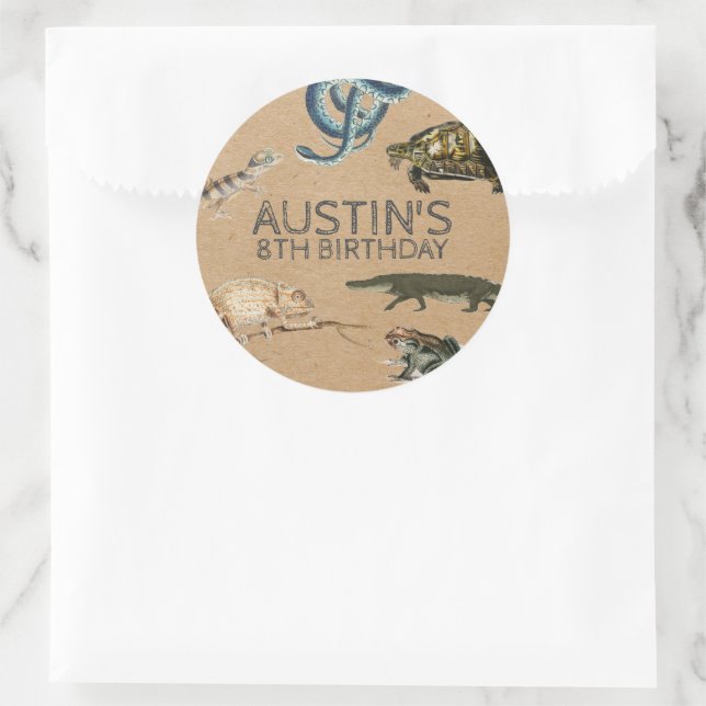 Adesivo Redondo Reptile Show Festa de aniversário Obrigado (Bolsa)