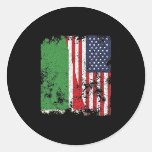 Adesivo Redondo República Chechena EUA Bandeira Half American