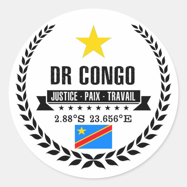 Adesivo Redondo República Democrática do Congo (Frente)