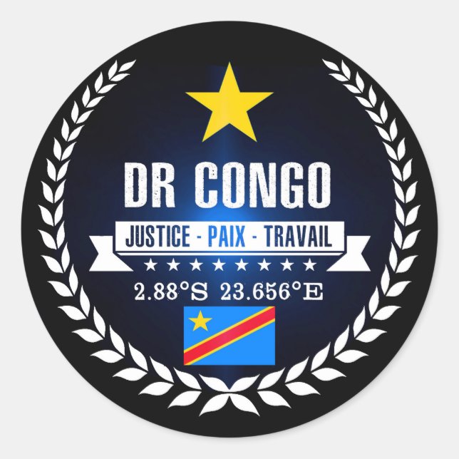 Adesivo Redondo República Democrática do Congo (Frente)