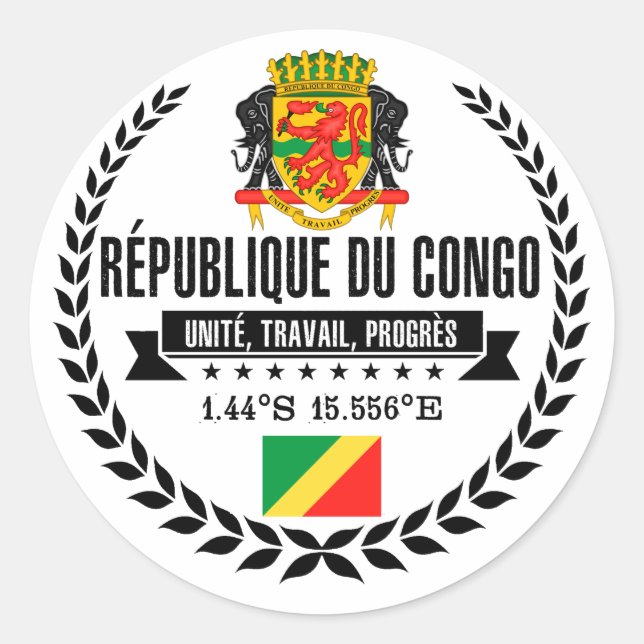 Adesivo Redondo República do Congo (Frente)
