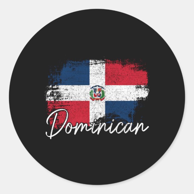 Adesivo Redondo República Dominicana Bandeira Raízes do Orgulho Do (Frente)