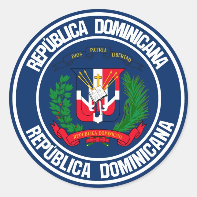 Adesivo Redondo República Dominicana Redonda Emblem (Frente)
