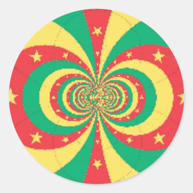 Adesivo Redondo République du Cameroun, estrela de cinco pontas (Frente)