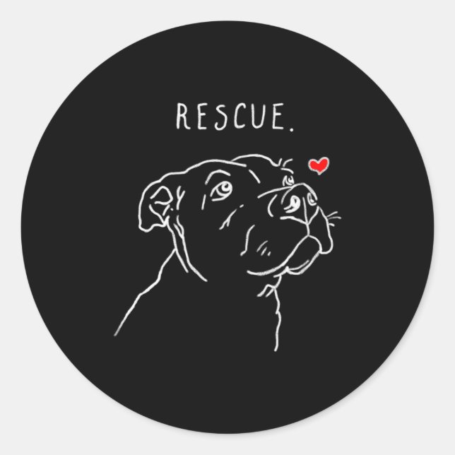 Adesivo Redondo Rescue Dog Tbull Drawing Rescue Mom Adopt Dont  (Frente)