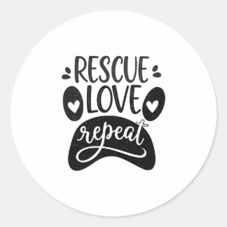 Adesivo Redondo Rescue Love Repeat Dog Paw Tee
