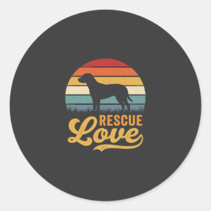 Adesivo Redondo Rescue Love Retro Dog Sunset_1