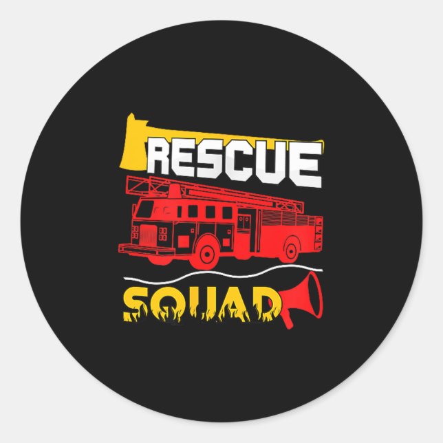 Adesivo Redondo Rescue Squad Lifesaver Fireman Gift Proud Firefigh (Frente)