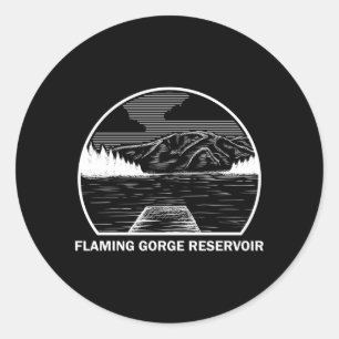 Adesivo Redondo Reservatório Flaming Gorge Utah Piada de Pesca de