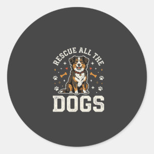 Adesivo Redondo Resgate Todos Os Cães Vintage Cão