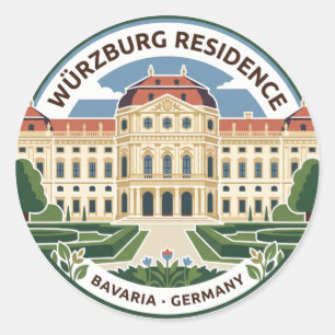Adesivo Redondo Residência de Würzburg Alemanha