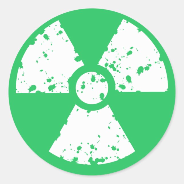 Adesivo Redondo Resíduos Tóxicos de Kelly Green (Frente)