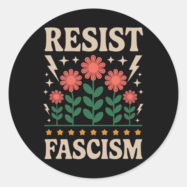 Adesivo Redondo Resist Fascism Protest Trump Anti Trump  (Frente)