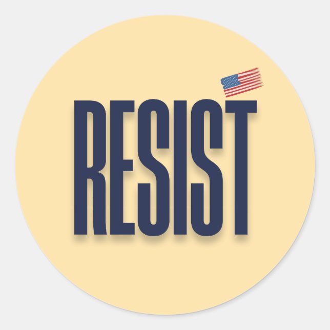 Adesivo Redondo RESIST Small American Flag - Declaração de protest (Frente)